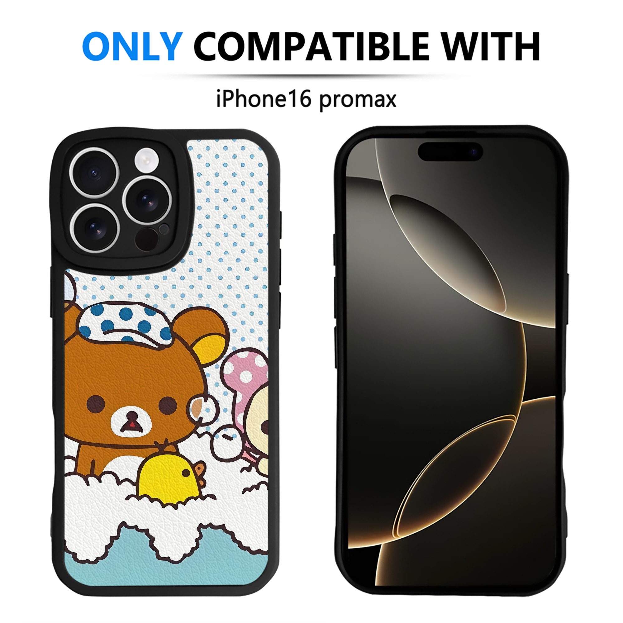 （画像用） リラックマ リラックマ キイロイトリ Rilakkuma Korilakkuma Kiiroitori 【iPhone 16シリーズ対応】シリコンスマホケース（レザー調） 材質：シリコン